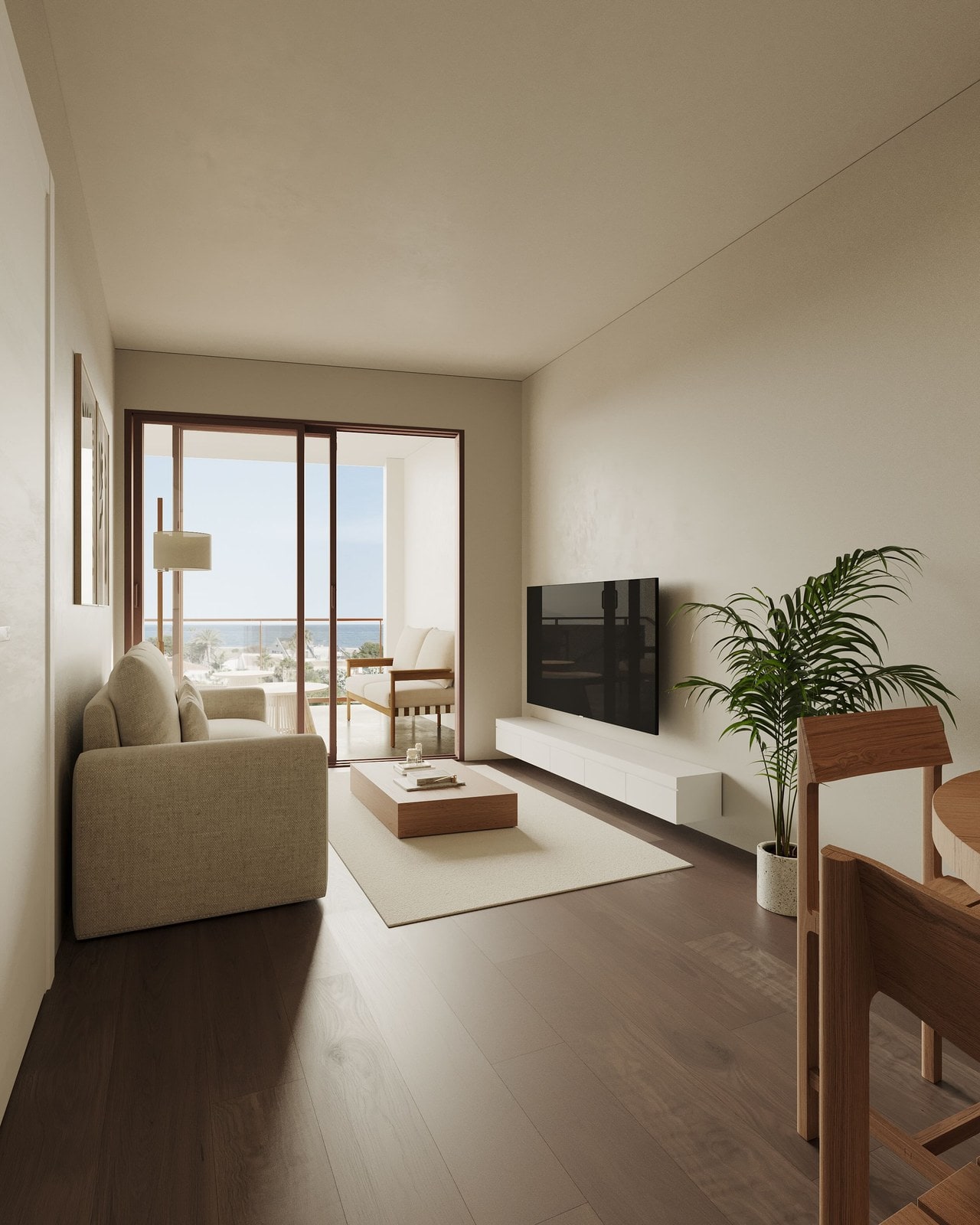 Salón con vistas al mar en una de nuestras viviendas