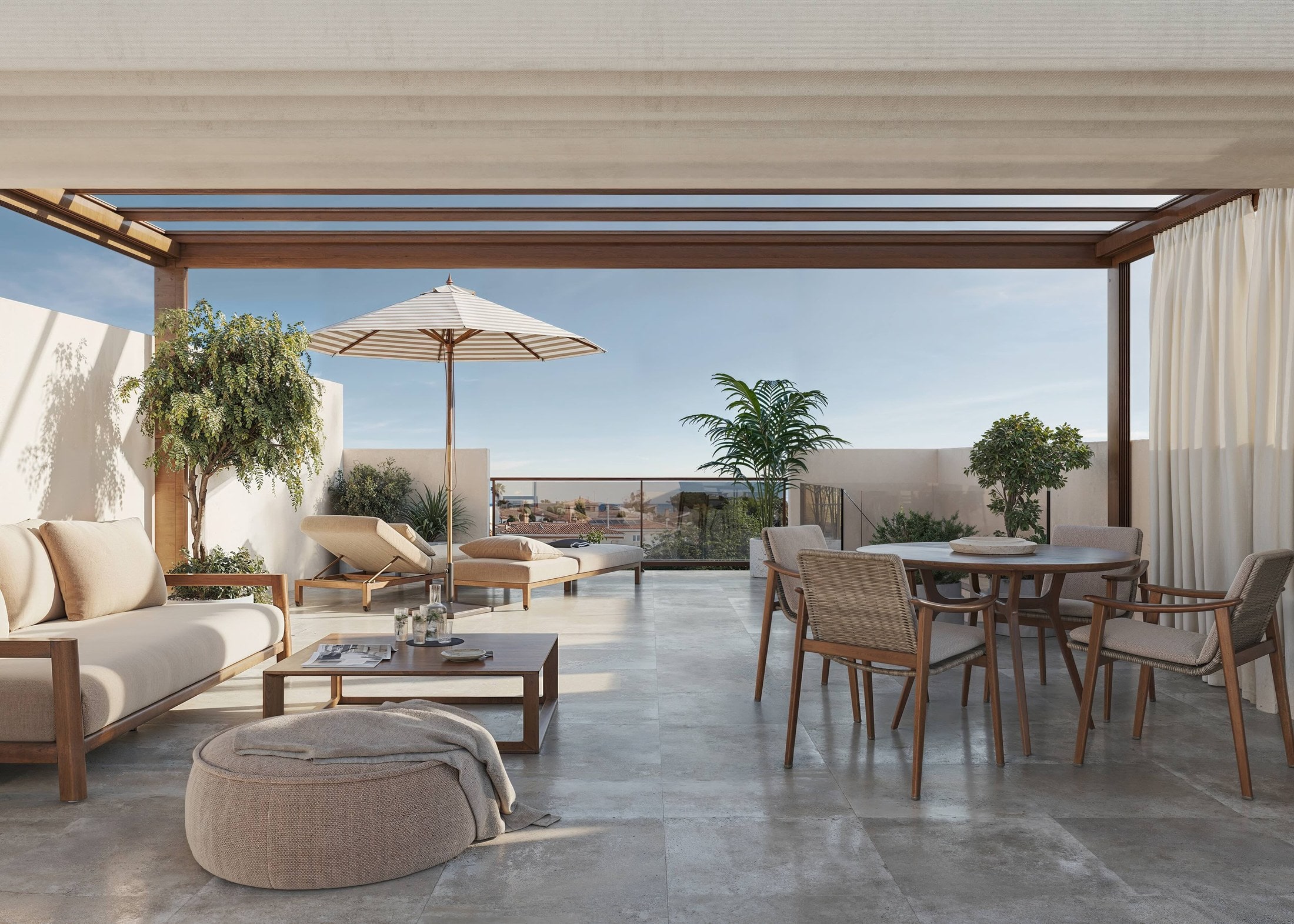 Solárium con pérgola